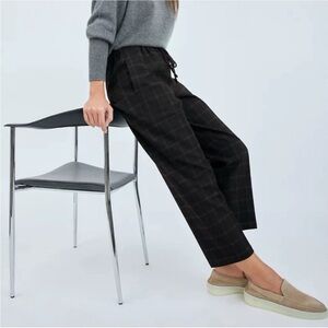 Aritiza Babaton The Group Jimmy Okeeffe Plaid Cropped Pants Gray Small